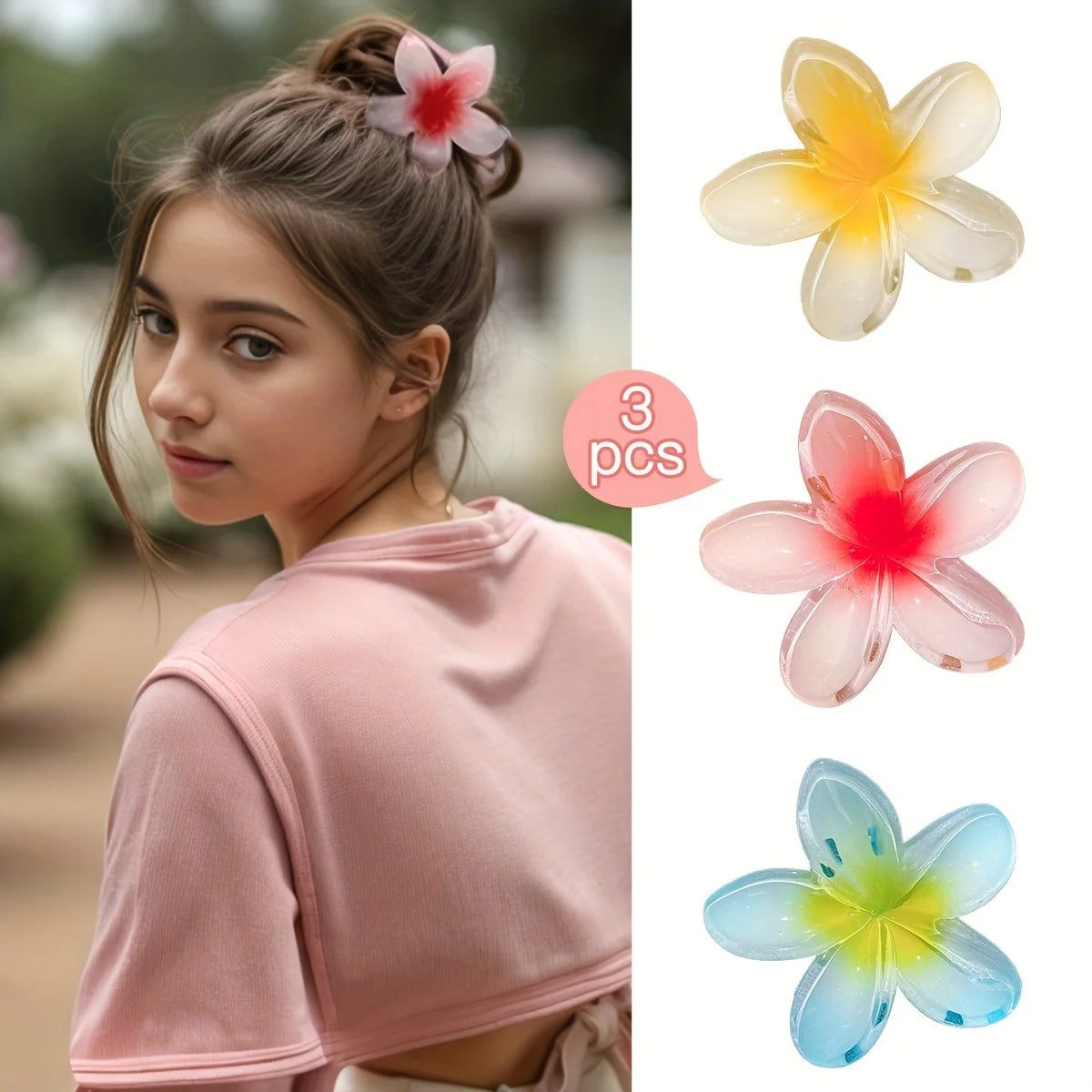 1/2/3Pcs Hair Accessories Colorful Flowers Large Hair Claw on the Back of the Head