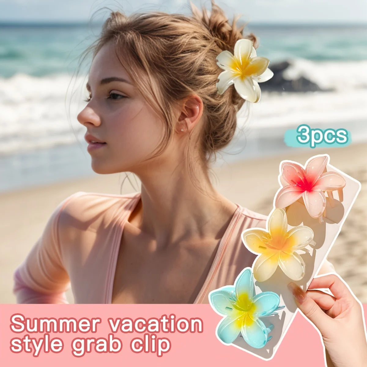1/2/3Pcs Hair Accessories Colorful Flowers Large Hair Claw on the Back of the Head