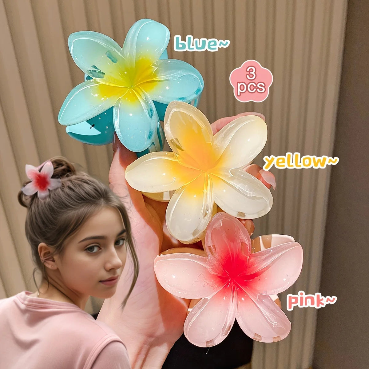 1/2/3Pcs Hair Accessories Colorful Flowers Large Hair Claw on the Back of the Head
