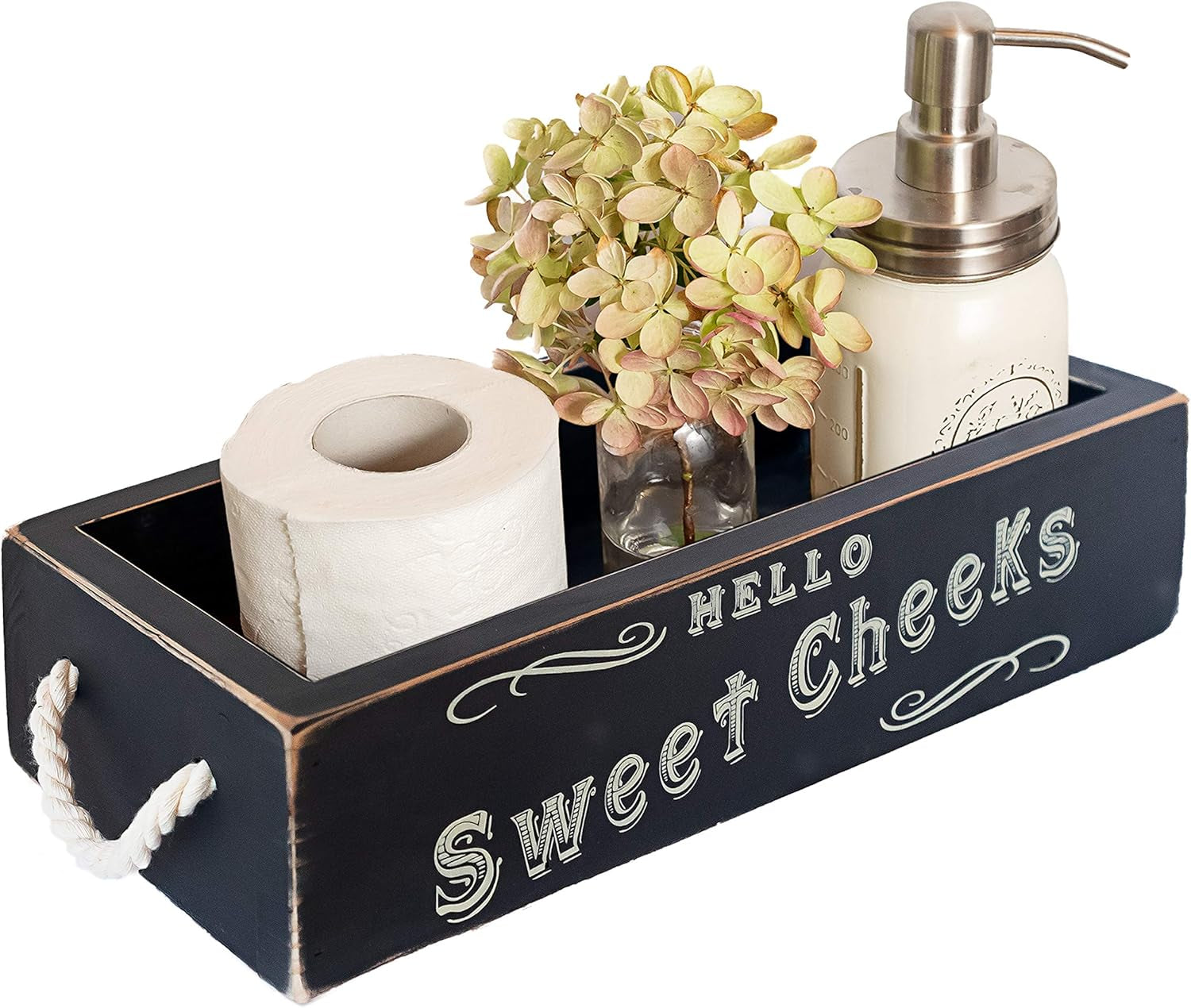 Nice Butt Bathroom Decor Box, One Box with Print on 2 Sides Farmhouse Nice Butt Toilet Paper Holder, Back of Toilet Decor Funny Cute Rustic Décor