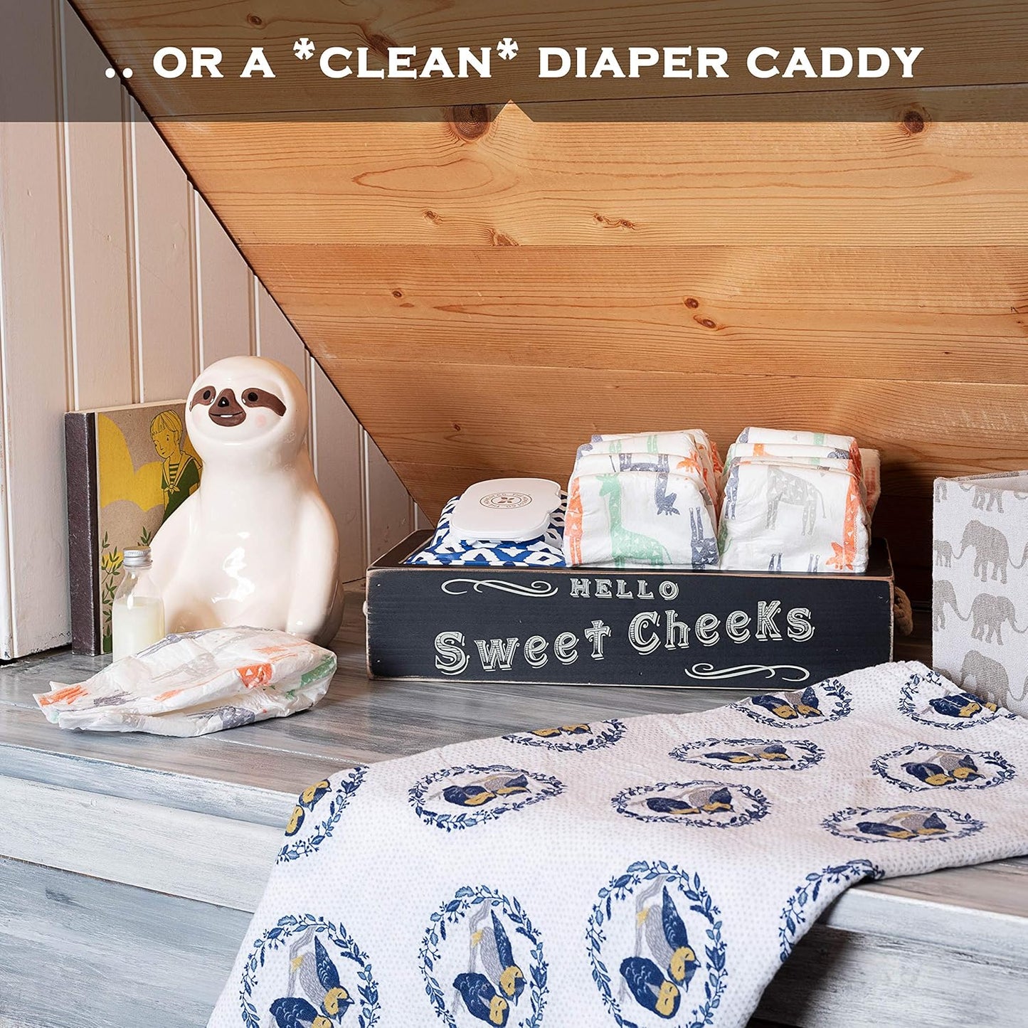 Nice Butt Bathroom Decor Box, One Box with Print on 2 Sides Farmhouse Nice Butt Toilet Paper Holder, Back of Toilet Decor Funny Cute Rustic Décor