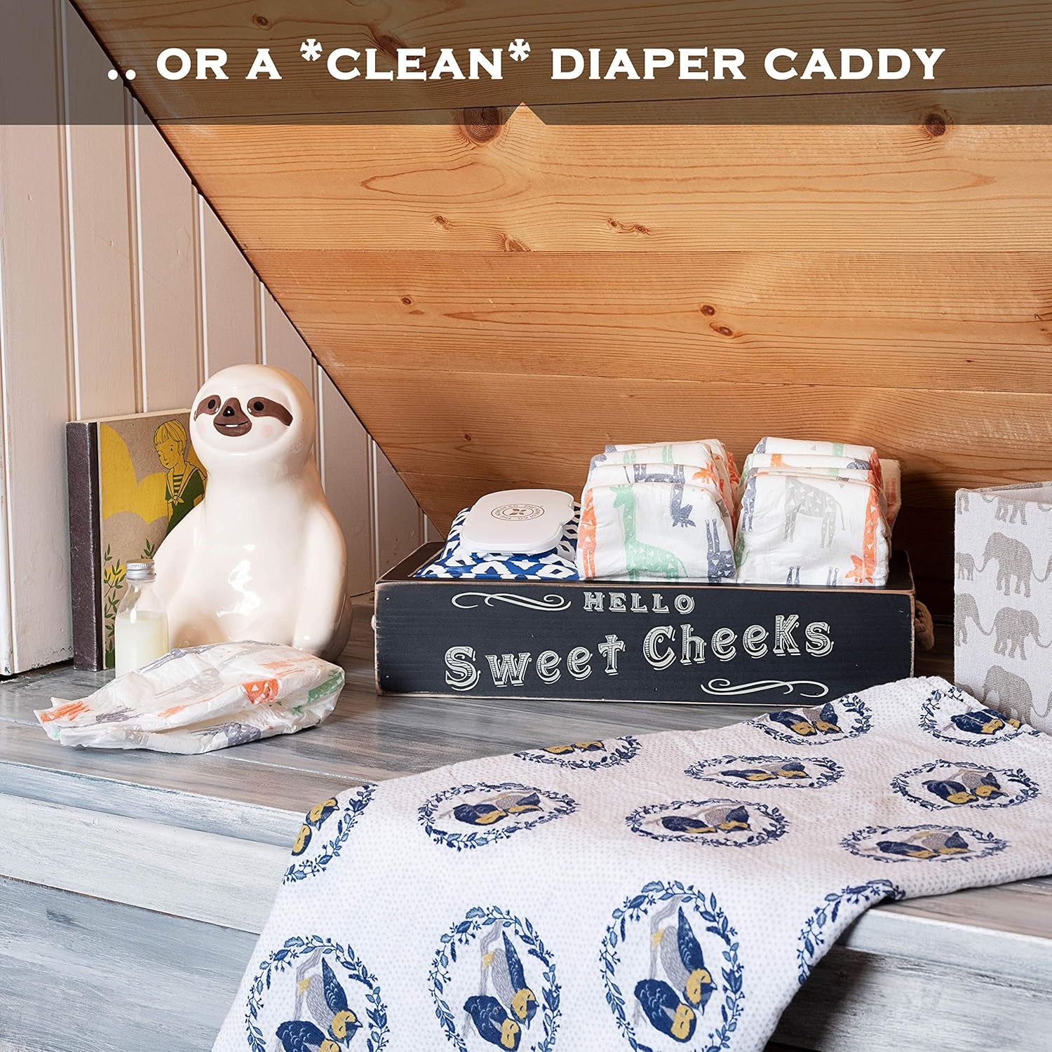 Nice Butt Bathroom Decor Box, One Box with Print on 2 Sides Farmhouse Nice Butt Toilet Paper Holder, Back of Toilet Decor Funny Cute Rustic Décor