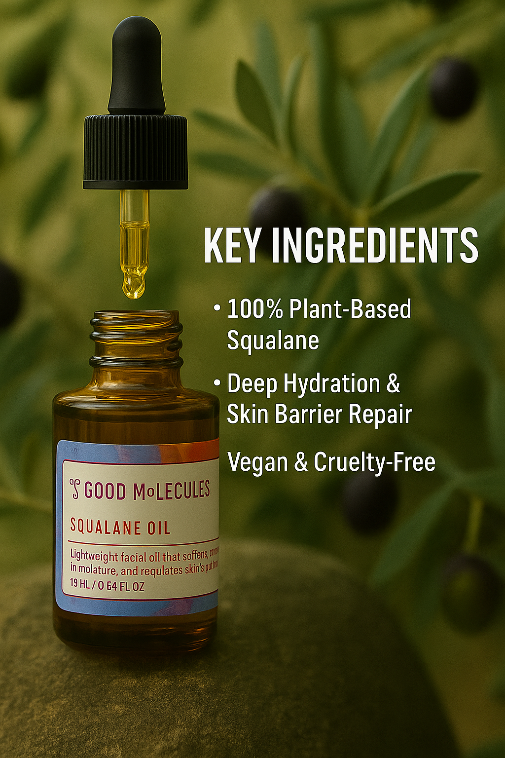 Squalane Oil - Moisturizer for Face, Skin, Glowing, non-greasy, fast absorbing, Plumping, Firming, Anti-Aging - Skincare for sensitive Face to Hydrate, Calm and nourish the Skin