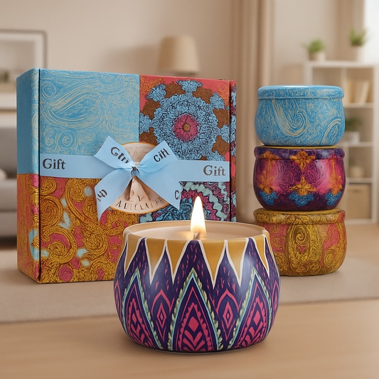 Scented Candles Gift Set, 4 Pack Aromatherapy Candles, Stress Relief Gifts for Women, up to 120H Burning, Candles for Home Scented, Ideal for Birthday, Diwali, Christmas Gifts